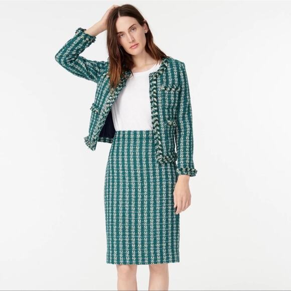 J. Crew Dresses & Skirts - J. Crew Emerald Green Tweed NO. 2 Pencil Skirt NWT
